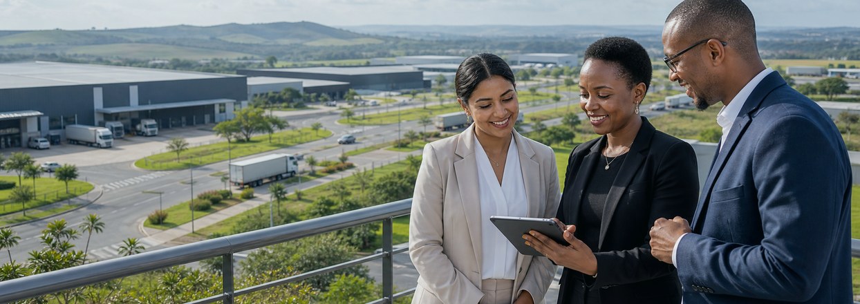 Business leaders reviewing investment opportunities at a special economic zone